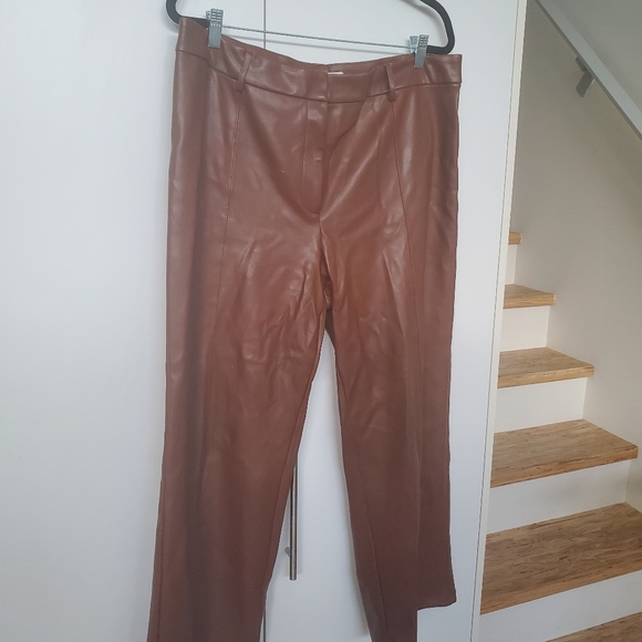 Avec Les Filles Brown Pleather Pants - Picture 2 of 6